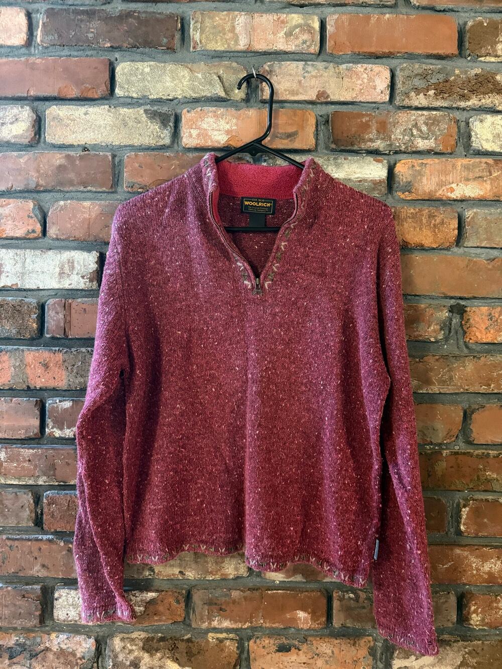Vintage Woolrich Womens 1/4 Zip Pullover Sweater Mulberry Berry Heather Knit